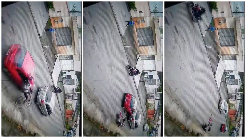 Motorista se evadiu após atropelar homem e criança em bicicleta - Imagem: Reprodução / Marcos Conceição