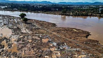 Cruzeiro do Sul, cidade do Vale do Taquari, foi arrasada pela força das águas - Reprodução/Nelson Almeida/AFP/MetSul Meteorologia