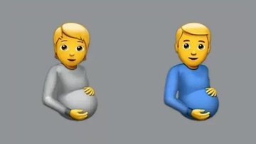 Ação é mais um passo para que a sociedade se conscientize cada vez mais de que não são apenas mulheres que engravidam Emoji do homem grávido chega ao Iphone Emojis do homem grávido e da pessoa não-binária grávida - Reprodução/ Emojipedia