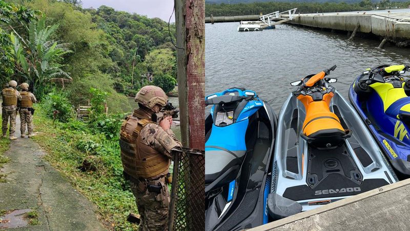 Operação realizou buscas nos canais que dão acesso às praias de Santos e Bertioga - Divulgação Polícia Civil