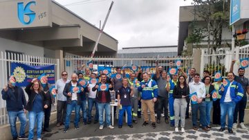 Funcionários protestam pela não privatização da Sabesp no estado - Reprodução Sintius