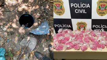 Tambor enterrado continha 2.950 pinos de cocaína, totalizando aproximadamente 2,7 quilos - Divulgação Polícia Civil
