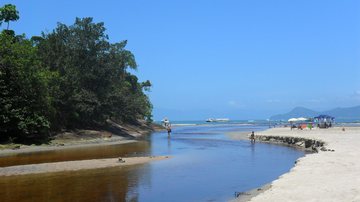 O trecho próximo do rio Tabatinga, na praia de Tabatinga, em Caraguatatuba, está impróprio para banho - Esther Zancan
