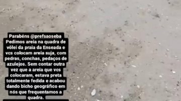 Morador reclama da qualidade da areia da quadra poliesportiva da Enseada - Foto: Divulgação