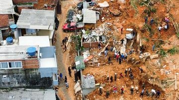 Imagem parcial da destruição ocorrida devido às chuvas intensas - Imagem: Governo/SP