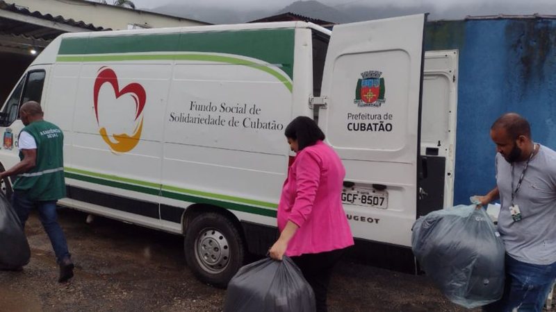 O Fundo recebe kits de alimentos, higiene, limpeza, cobertores, colchões e roupas - Divulgação: Prefeitura de Cubatão