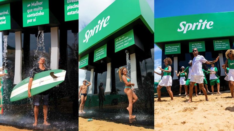 Chuveirão Sprite lembra as máquinas de refrigerante das lanchonetes - Divulgação/Sprite