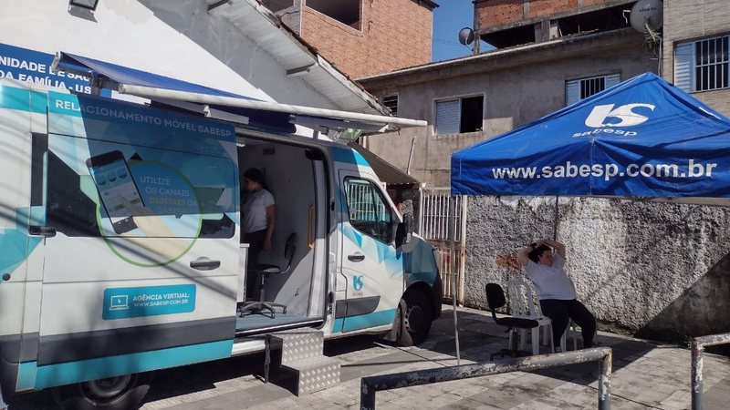 Agência móvel funciona até sábado ao lado da UBS Vila São José - Divulgação: Sabesp
