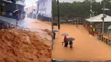 Imagens das fortes chuvas que atingiram São Sebastião, na tarde de terça-feira (20) - Reprodução/Caraguá Urgente