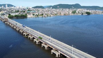 Intervenções no trecho ferroviário da ponte integram primeira etapa da Fase 3 da obra do VLT - Divulgação/Prefeitura de São Vicente