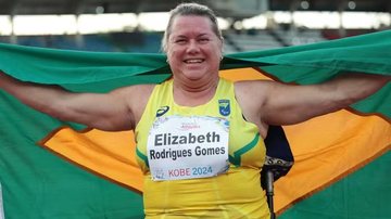 Na conquista do tri mundial, Beth alcançou a distância de 17,22 metros - Divulgação/Prefeitura de Santos