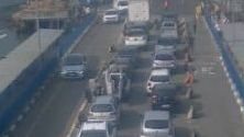 Fila de veículos na balsa de Bertioga, durante a manhã de hoje (8) - Imagem: Reprodução / Departamento Hidroviário