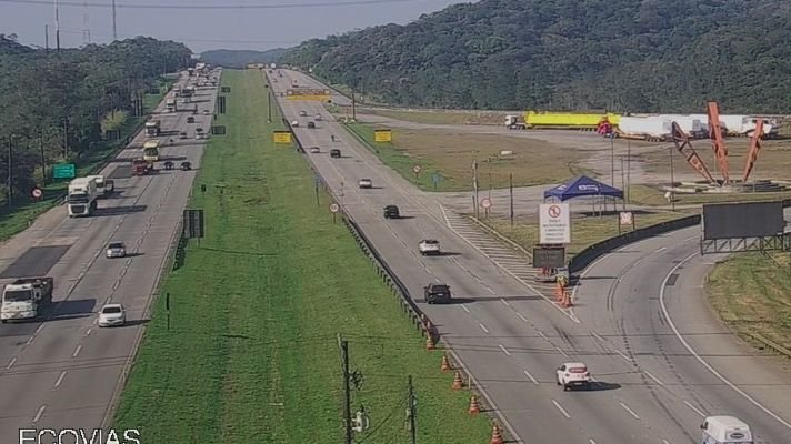 Altura do km 40 da interligação planalto durante a manhã de hoje (14) - Imagem: Reprodução / Ecovias