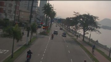 Via que leva à travessia de Santos com destino a Guarujá, durante a manhã de hoje (11). - Imagem: Reprodução / Departamento Hidroviário