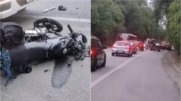 Motociclista não resistiu aos ferimentos e morreu no local; passageira está em estado grave - Reprodução Aconteceu em Bertioga