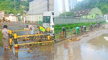 Vários pontos da cidade enfrentaram alagamentos devido ao forte temporal - Prefeitura de Santos