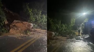 Um dos deslizamentos ocorreu na estrada Santa Cruz dos Navegantes - Reprodução/Redes Sociais