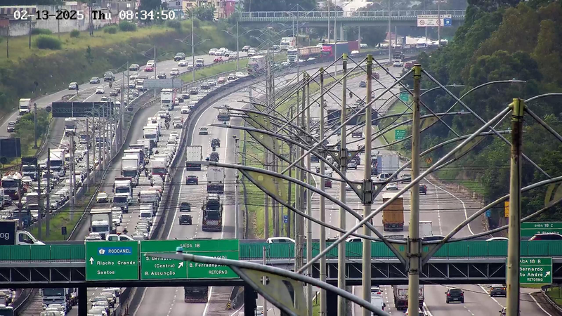 Congestionamento na via Anchieta ocorre do km 20 ao km 17 - Reprodução/Artesp