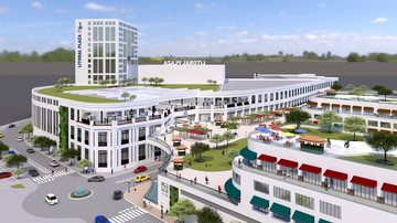 Projeto prevê shopping center de grande porte, torres comerciais e residenciais, e um parque verde - Divulgação