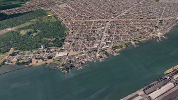 Menor nadava no estuário Santista com amigos quando desapareceu nas águas - Reprodução/Google Earth