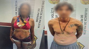 Autora do crime e seu companheiro, na Delegacia de Polícia de Peruíbe - Reprodução/Polícia Civil