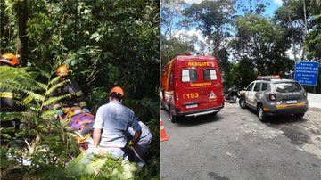 Moto descia a serra quando colidiu contra uma mureta de proteção da rodovia - Divulgação/11ºGB