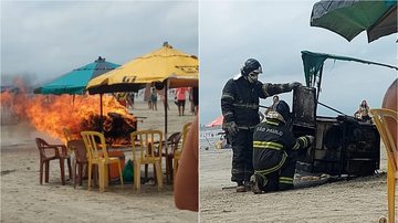 Ambulante explicou que o gás vazou devido à válvula do botijão derreter - Reprodução/Aconteceu em Bertioga