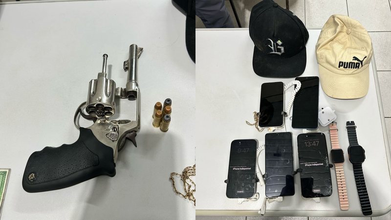 Suspeitos tentaram fugir, mas foram surpreendidos na saída do comércio - Reprodução/Polícia Civil