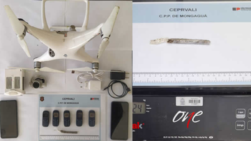 Drone foi capturado após o uso de  arma antidrone - Diviugação/Polícia Penal de São Paulo