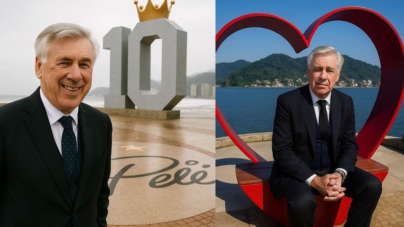 Imagens geradas por IA de Ancelotti em São Vicente