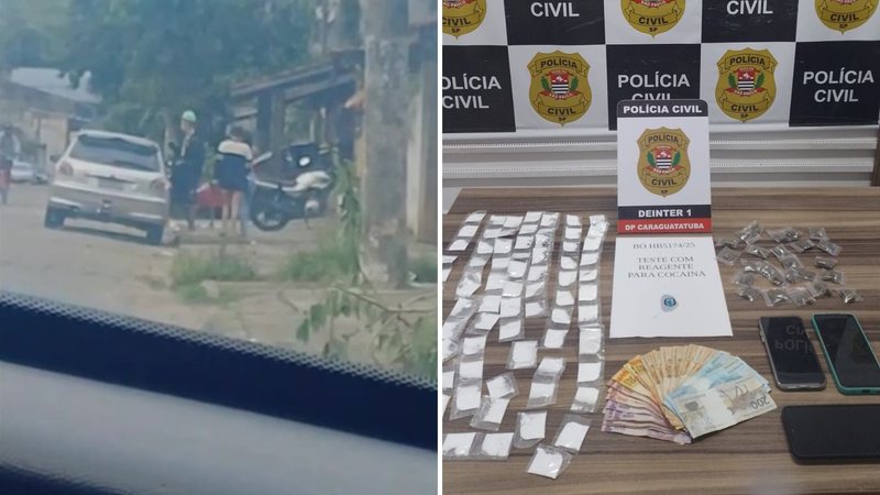 Polícia Civil identificou movimentação de usuários e localizou drogas e dinheiro em imóvel - Divulgação Polícia Civil