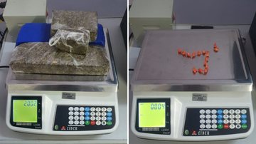Entre os itens encontrados com a mulher, estavam pedras de crack e tijolos de maconha - Reprodução/Polícia Civil