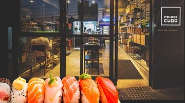 Fachada de unidade do restaurante Peixe ao Cubo, no Miramar Shopping