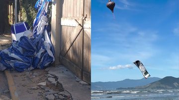 Balão de grande porte cai dentro da piscina de pousada no litoral norte de SP