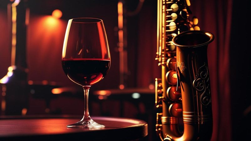 Taça de vinho e saxofone
