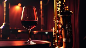Taça de vinho e saxofone