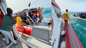 Resgate de pessoas de bote naufragando
