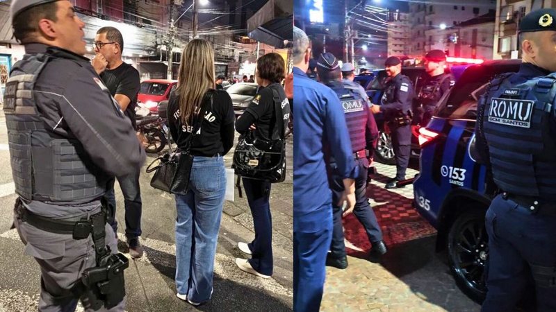 Policiais e fiscais nas ruas de Santos