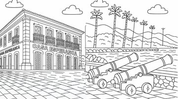 Desenhos para colorir  pontos históricos de São Sebastião