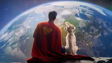 Superman e Kripto olhando o planeta Terra