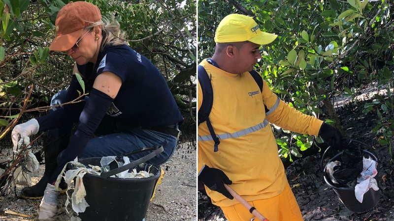 Campanha recolhe lixo de mangue do litoral de SP; quantidade de resíduos impressiona