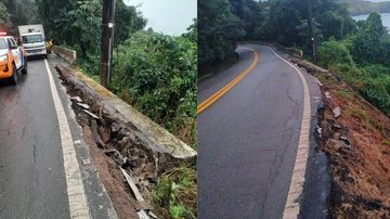 Chuva causa deslizamento e altera trânsito em rodovia no litoral de São Paulo