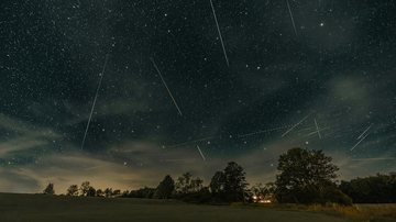Chuva de meteoros céu noturno