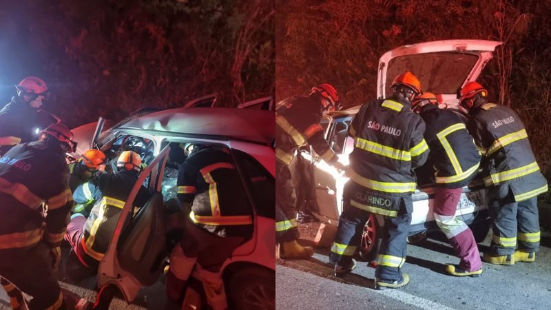 Colisão frontal deixa homem preso nas ferragens e criança ferida em rodovia do litoral de SP