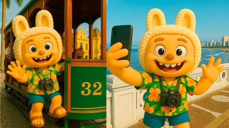 Imagem de IA do Labubu em Santos