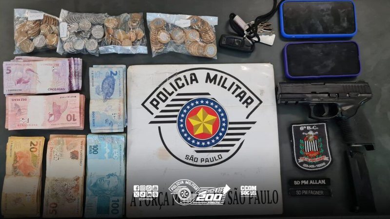 Itens apreendidos pela Polícia Militar do Estado de São Paulo