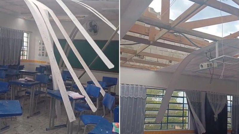 telhado de escola caído
