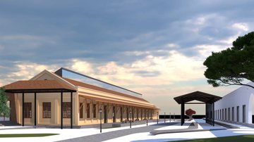 Projeção da fachada do futuro Museu Ferroviário de Santos