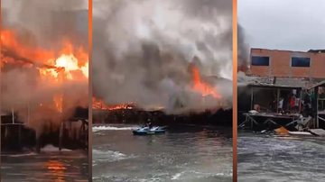 Incêndio de grandes proporções atinge comunidade em Santos