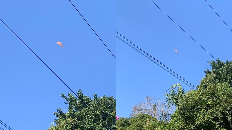 Voo de parapente na praia de Puruba, em Ubatuba, registrado por moradores - Divulgação